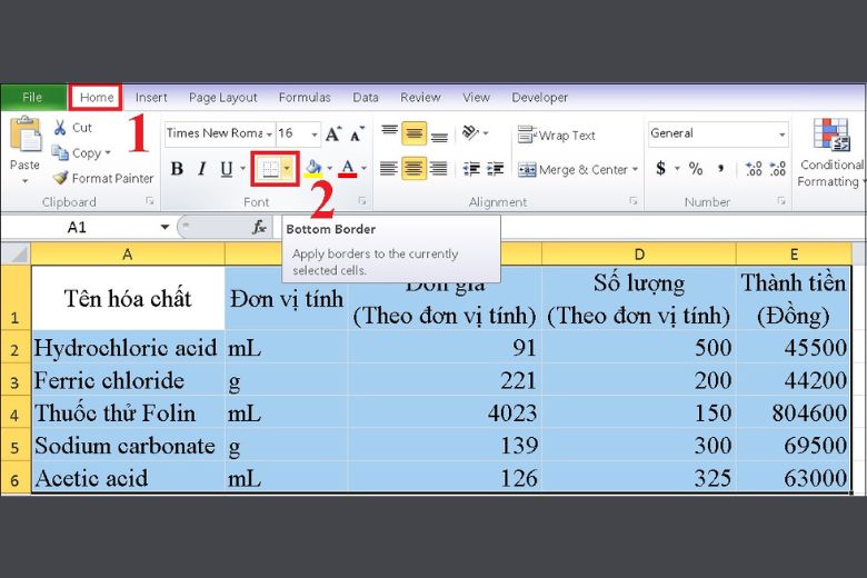 cách tạo bảng trong excel