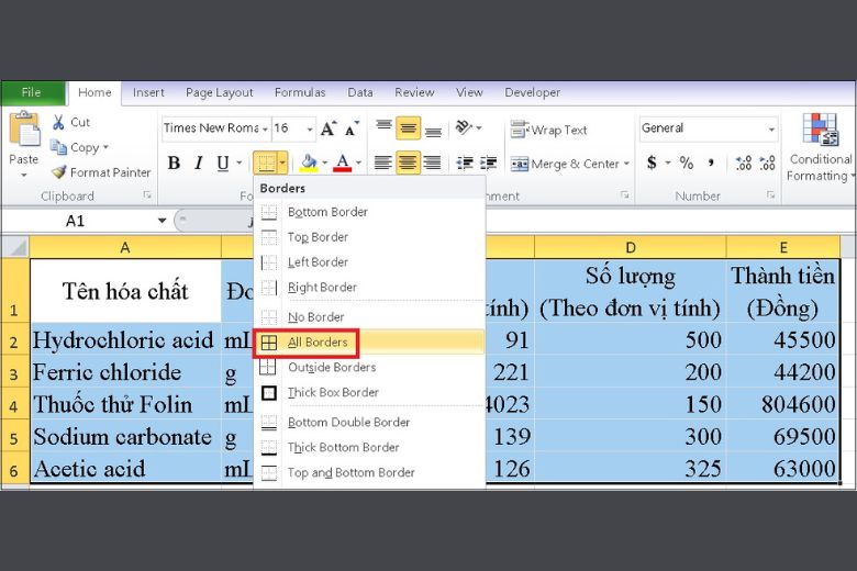 cách tạo bảng trong excel