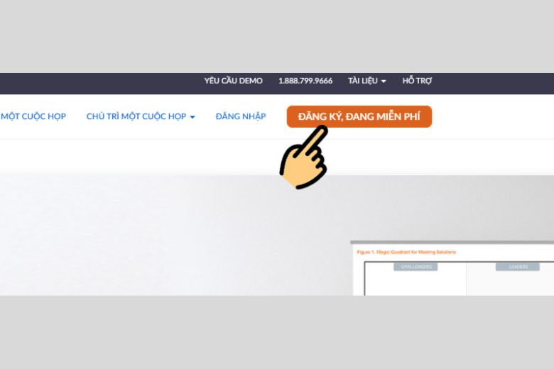 Bạn truy cập vào trang chủ Zoom, chọn mục “đăng ký” để tạo tài khoản mới