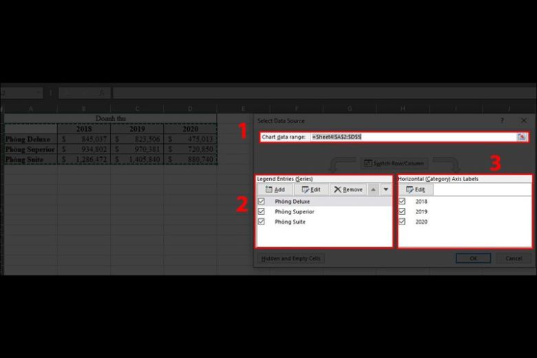 cách vẽ biểu vật nhập excel