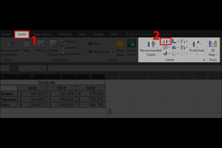 cách vẽ biểu vật nhập excel