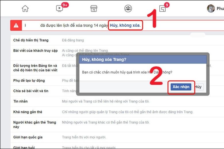 cách xóa trang trên facebook