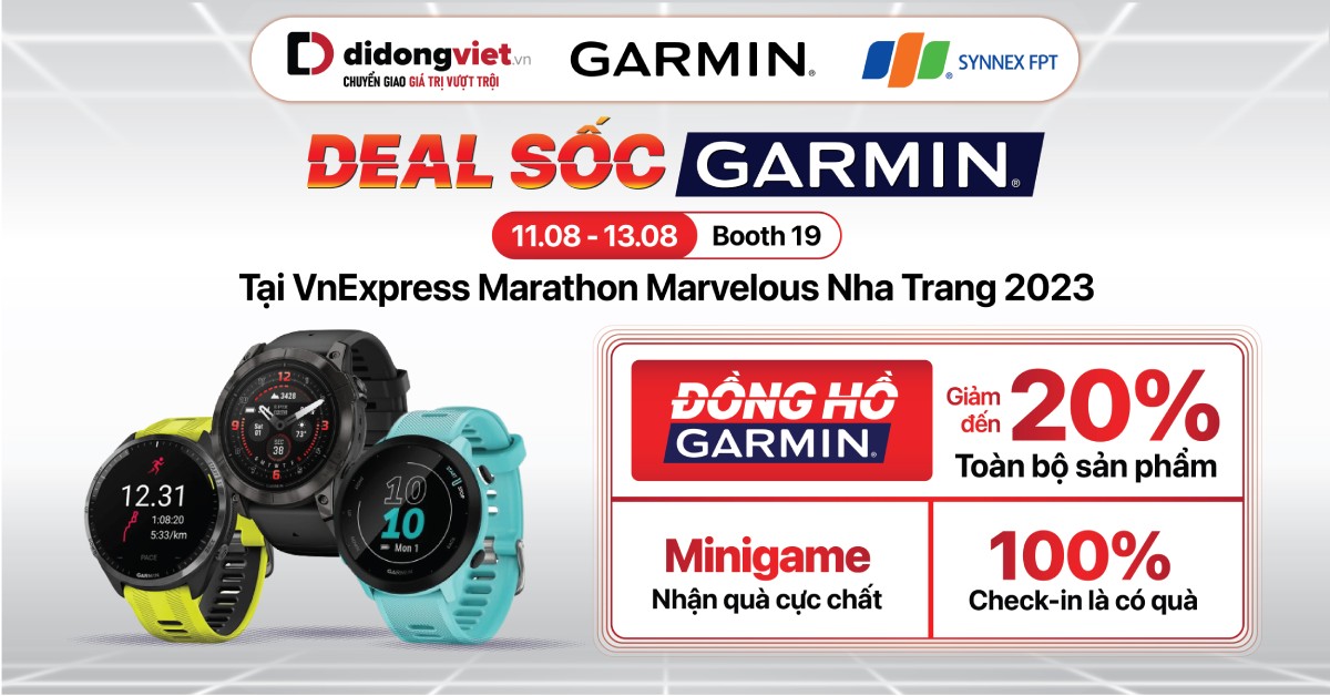 Đồng hành cùng giải chạy VnExpress Marathon Marverlous Nha Trang 2023: Di Động Việt giảm giá đến 20% Đồng Hồ Garmin