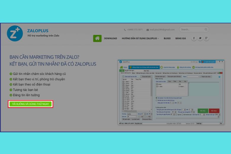 Vào zaloplus.com để tải về máy tính phần mềm ZaloPlus