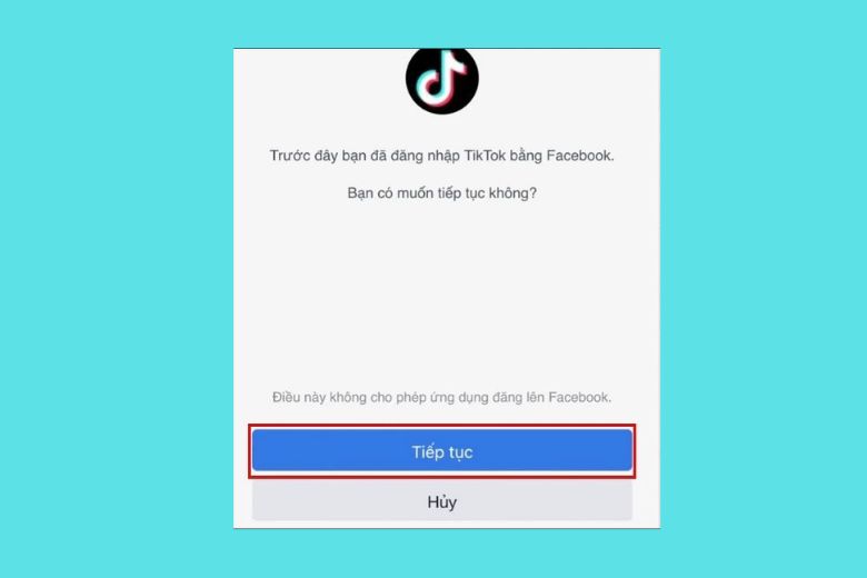 Chọn Mở và Tiếp tục để cho phép TikTok truy cập Facebook của bạn