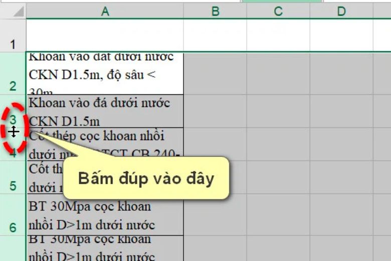 cách giãn dòng trong Excel
