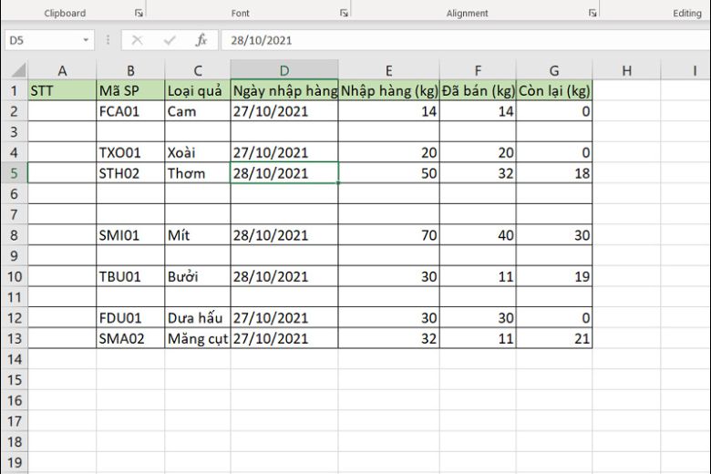 cách đánh số thứ tự trong excel