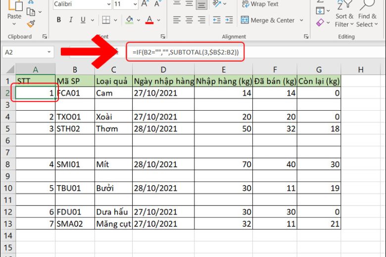 cách đánh số thứ tự trong excel