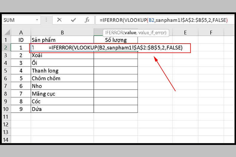 Cách dùng hàm Vlookup giữa 2 sheet