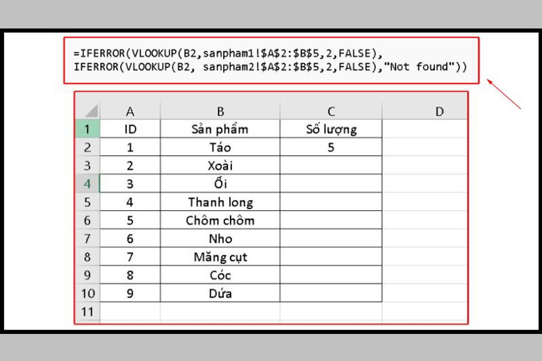 Cách dùng hàm Vlookup giữa 2 sheet