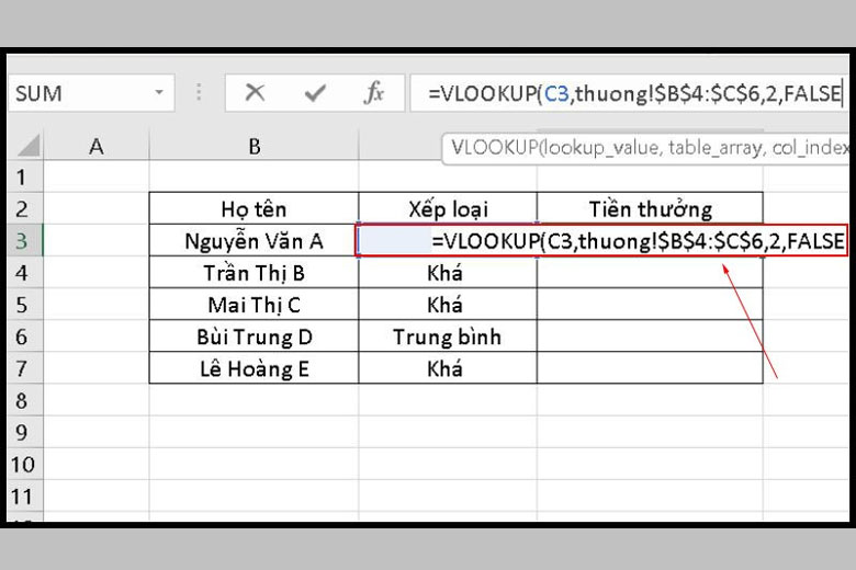 Cách dùng hàm Vlookup giữa 2 sheet