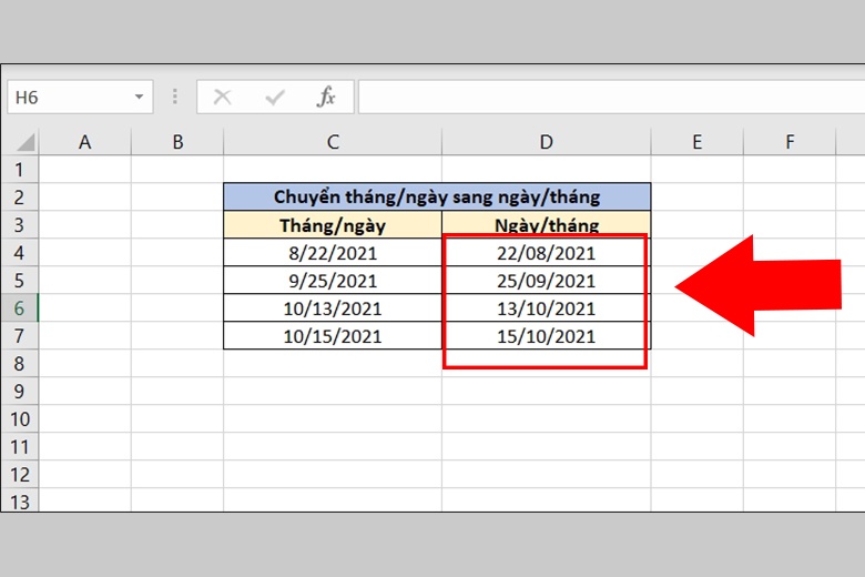 Định dạng ngày tháng trong Excel