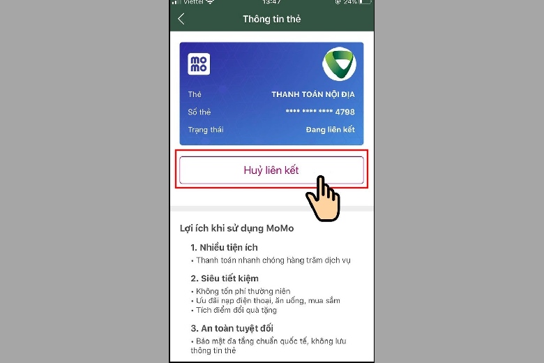 Cách hủy liên kết ngân hàng với MoMo