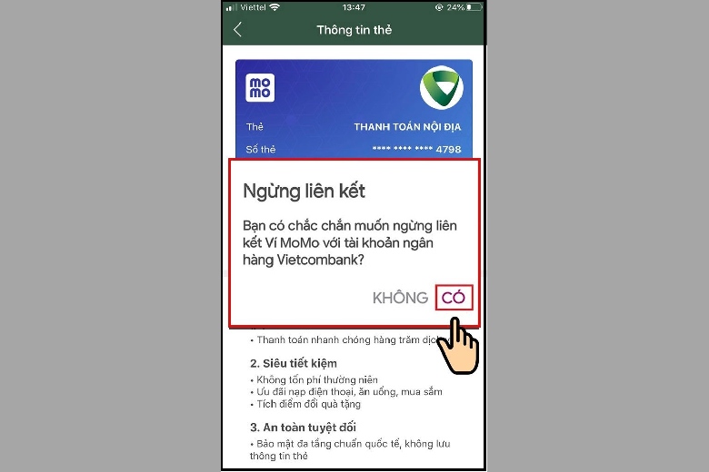 Cách hủy liên kết ngân hàng với MoMo