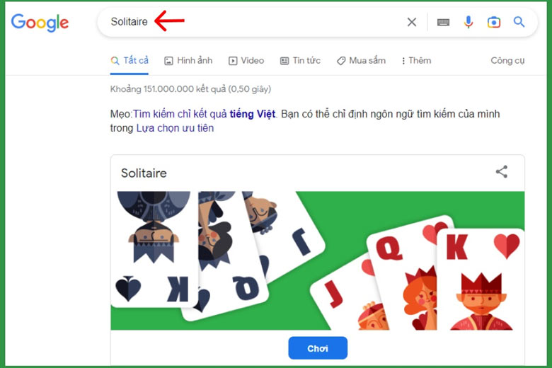 Bài Solitaire trên Google