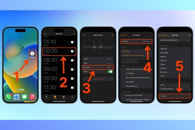 Cách tắt rung iPhone cho báo thức hẹn giờ