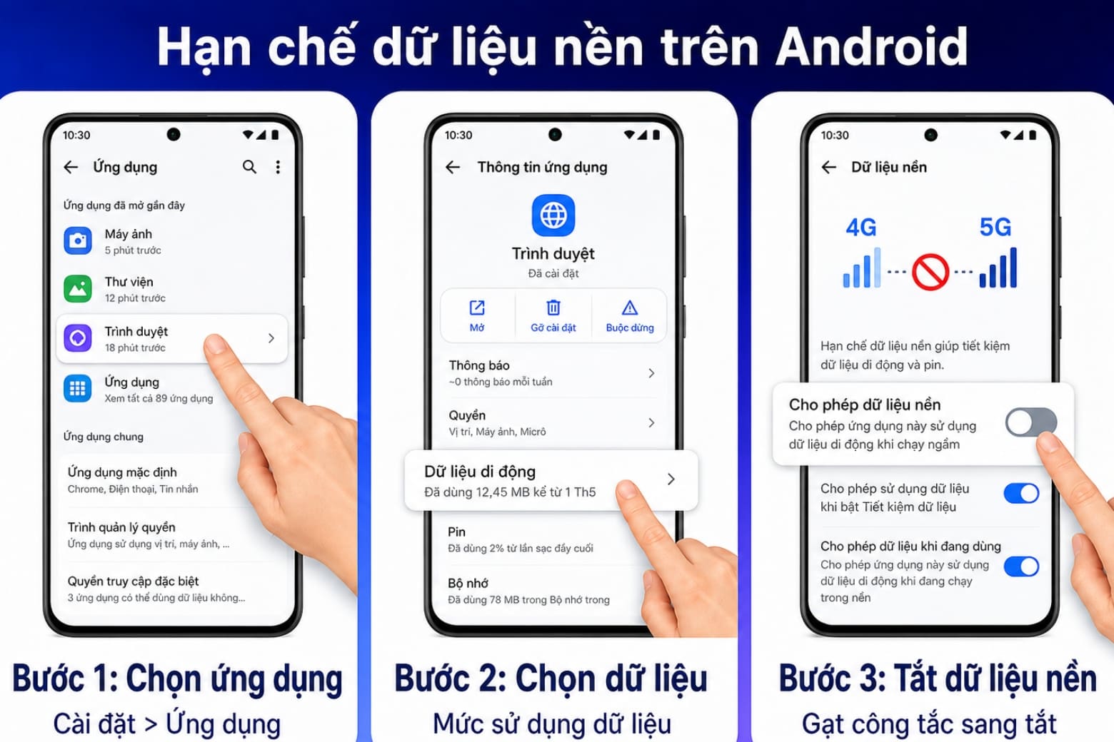 Cách tắt ứng dụng chạy ngầm trên điện thoại Android, iPhone 15 Kiểm soát dữ liệu nền giúp hạn chế ứng dụng tiêu hao dung lượng mạng khi không dùng