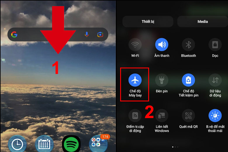 Bật, tắt chế độ máy bay trên điện thoại