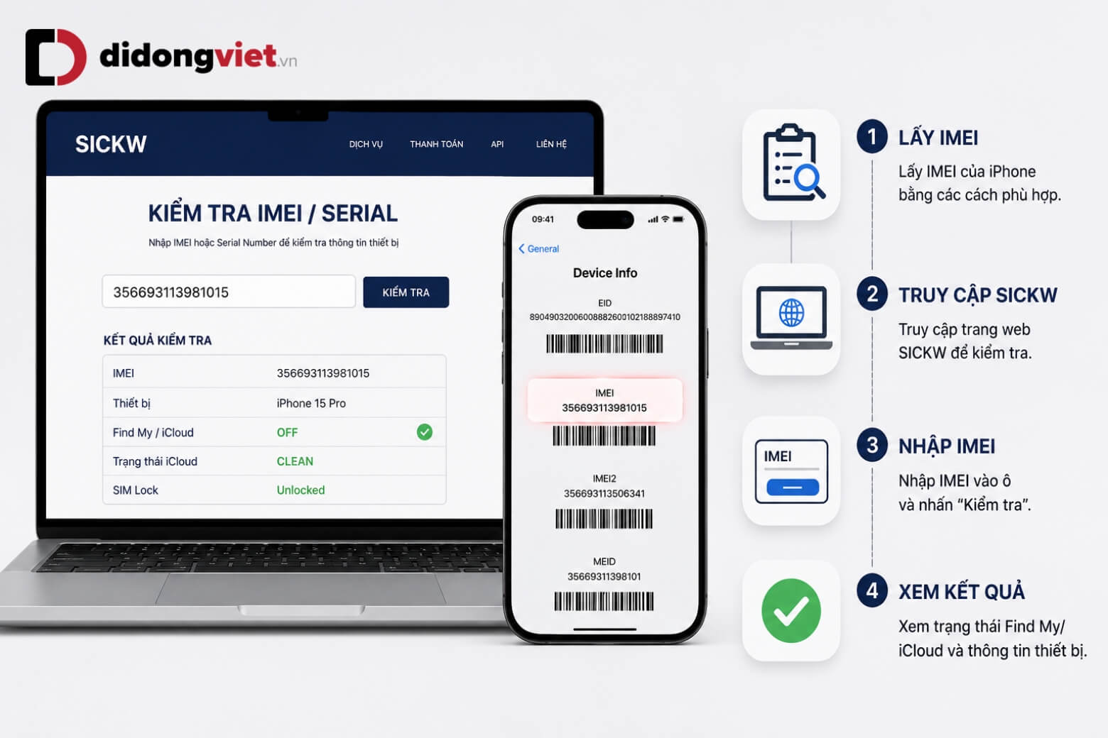Check IMEI iPhone iCloud: Hướng dẫn kiểm tra iCloud ON/OFF chi tiết 13 Check IMEI iPhone iCloud bằng công cụ SICKW