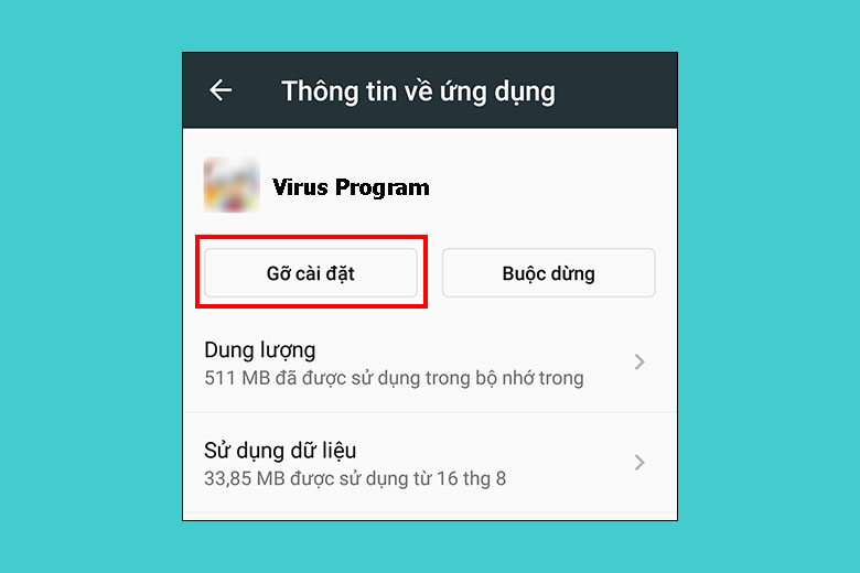 Sau đó, hãy chọn "Gỡ cài đặt"