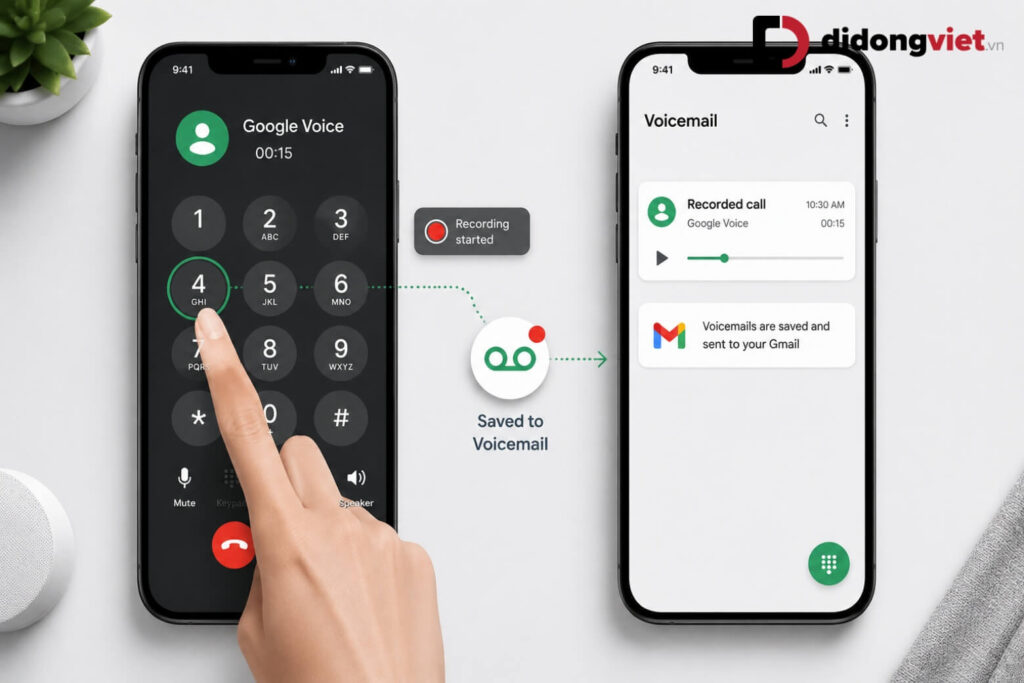 Cách ghi âm cuộc gọi trên iPhone đơn giản, miễn phí (Cập nhật 2026) 16 Google Voice cho phép ghi âm cuộc gọi đến bằng phím 4 và tự động lưu bản ghi vào tài khoản.