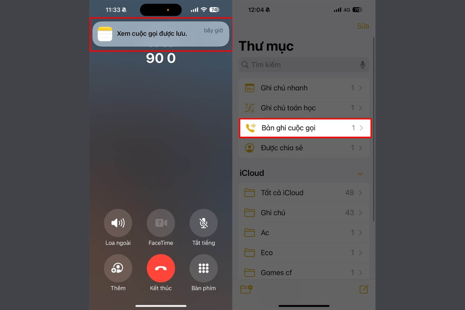 Xem lại phần ghi âm trong Ghi chú