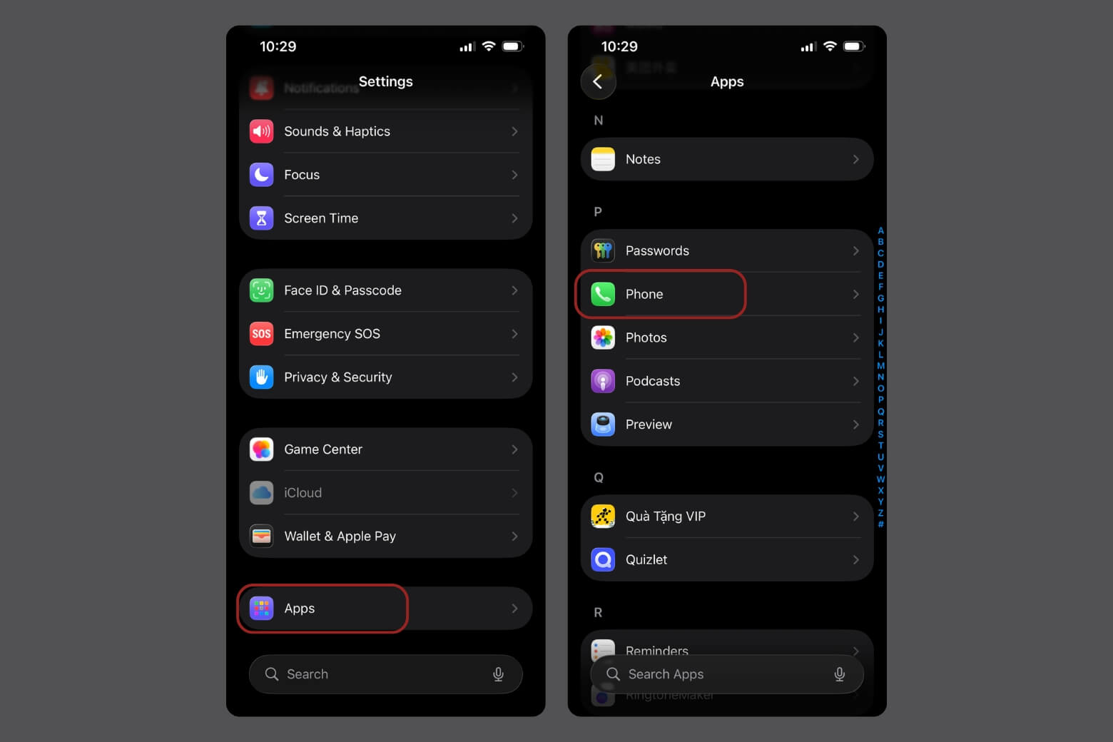 Truy cập Cài đặt, chọn App (Ứng dụng)