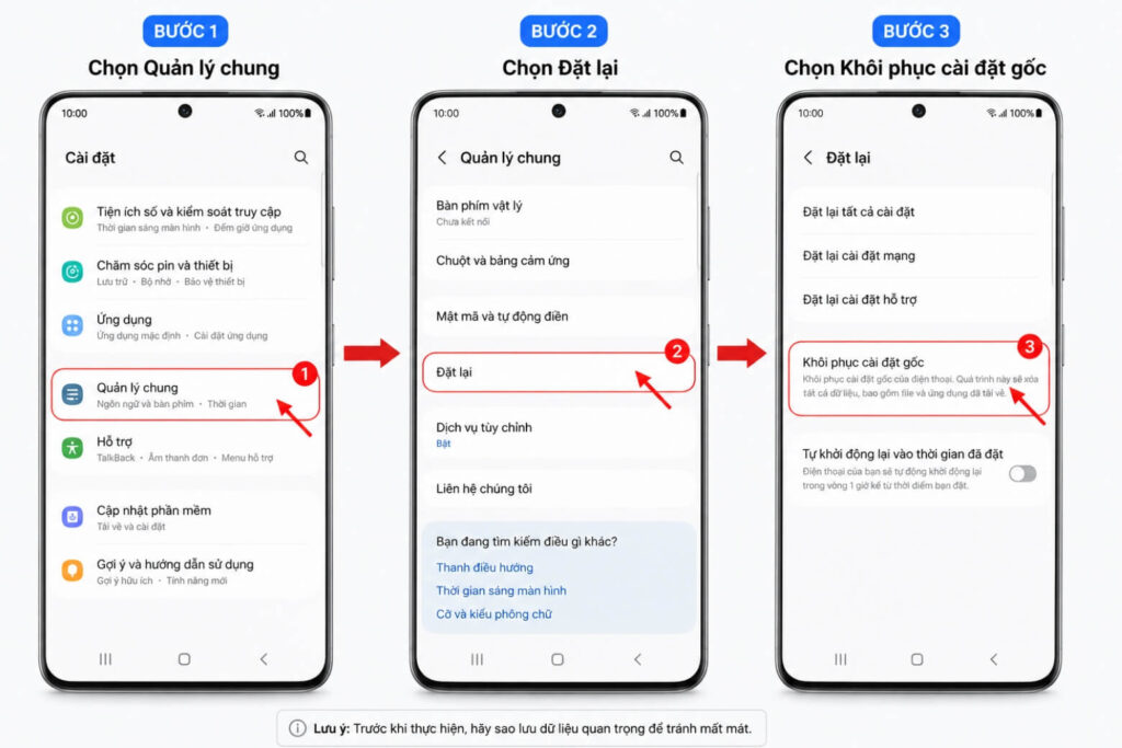 Cách reset điện thoại Samsung: Hướng dẫn khôi phục cài đặt gốc an toàn, không dính khóa tài khoản 6 cách reset điện thoại samsung