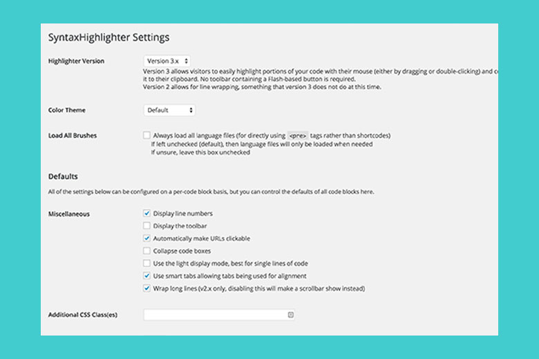 Sử dụng đến "SyntaxHighlighter Evolved"