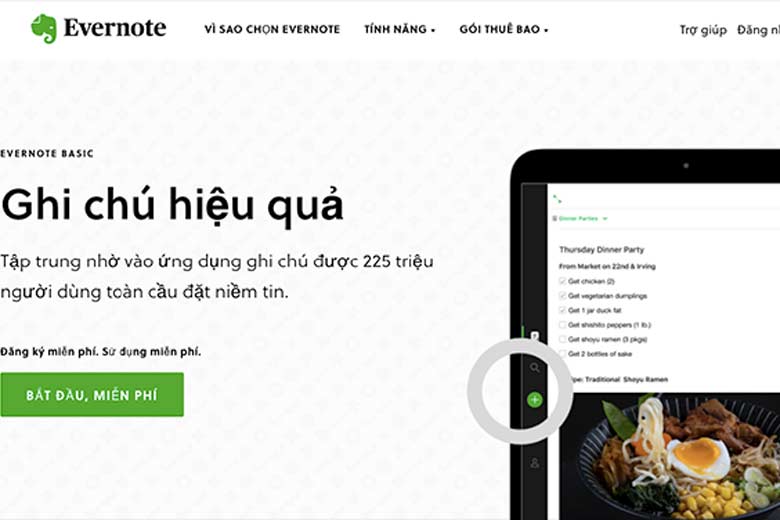 web ghi chú online