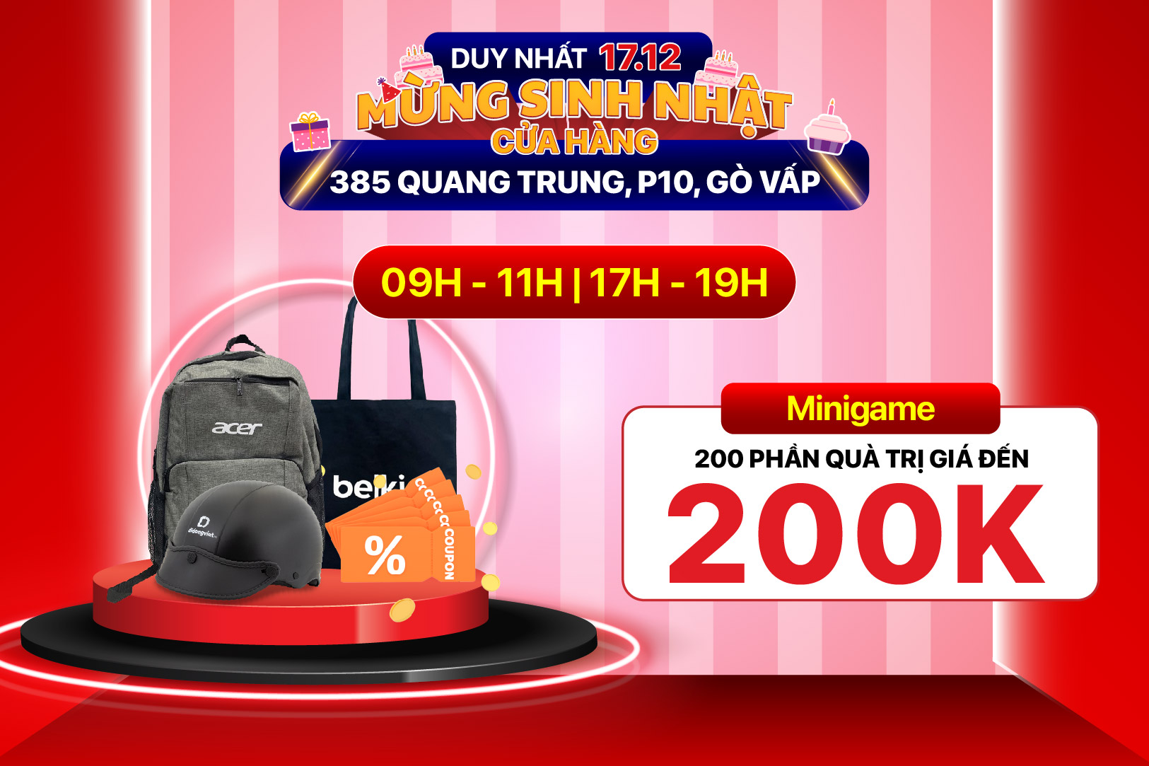 Mừng sinh nhật Di Động Việt 385 Quang Trung, Gò Vấp. Điện thoại | Tablet | Mac giảm thêm đến 1 TRIỆU. Phụ kiện chính hãng giá sốc từ 49K. Tham gia game nhận hơn 200 phần quà miễn phí. Duy nhất 17.12 cam kết RẺ HƠN CÁC LOẠI RẺ