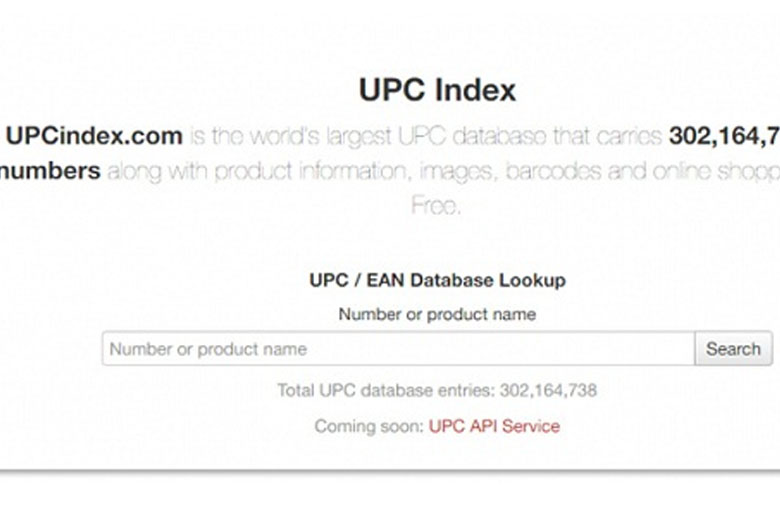 UPC Index - Web check mã vạch online