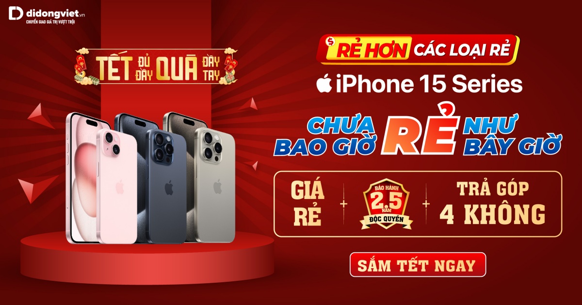 Nhận bảo hành đến 2,5 năm khi mua iPhone 15 Series tại Di Động Việt