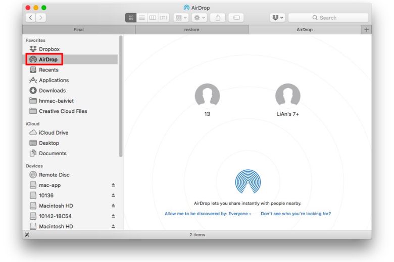 Cách bật AirDrop trên MacBook