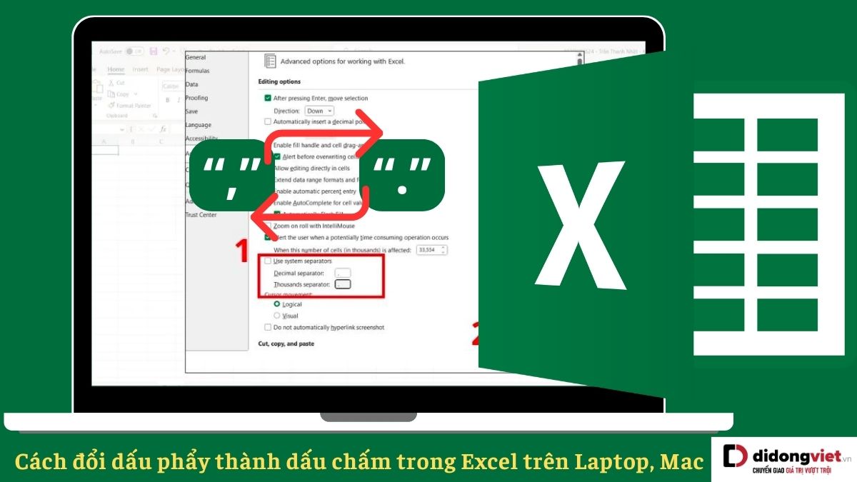Hướng dẫn cách đổi dấu phẩy thành dấu chấm trong Excel trong “1 nốt nhạc”