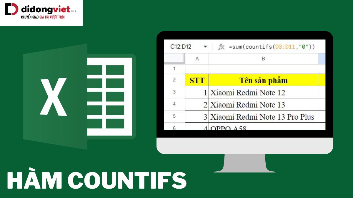 Hướng dẫn cách sử dụng thành thạo hàm COUNTIFS trong Excel