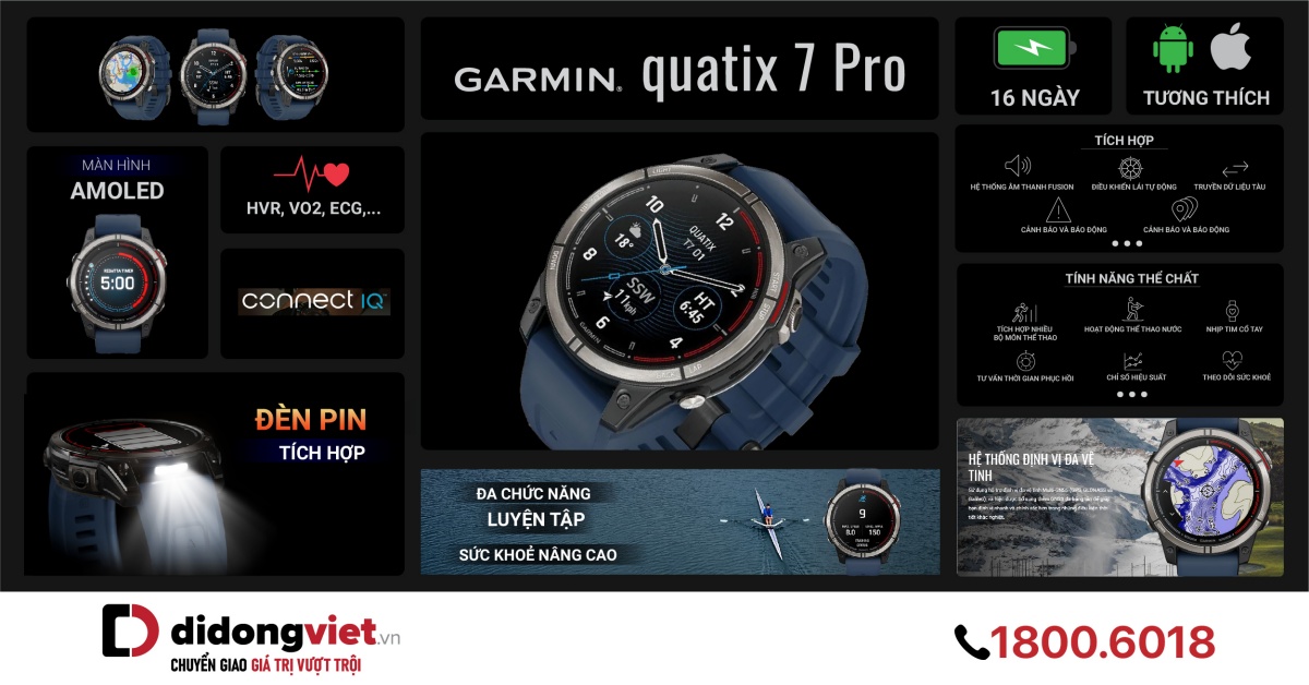 Garmin Quatix 7 Pro: Làm chủ hành trình đi biển cùng smartwatch hàng hải chuyên dụng