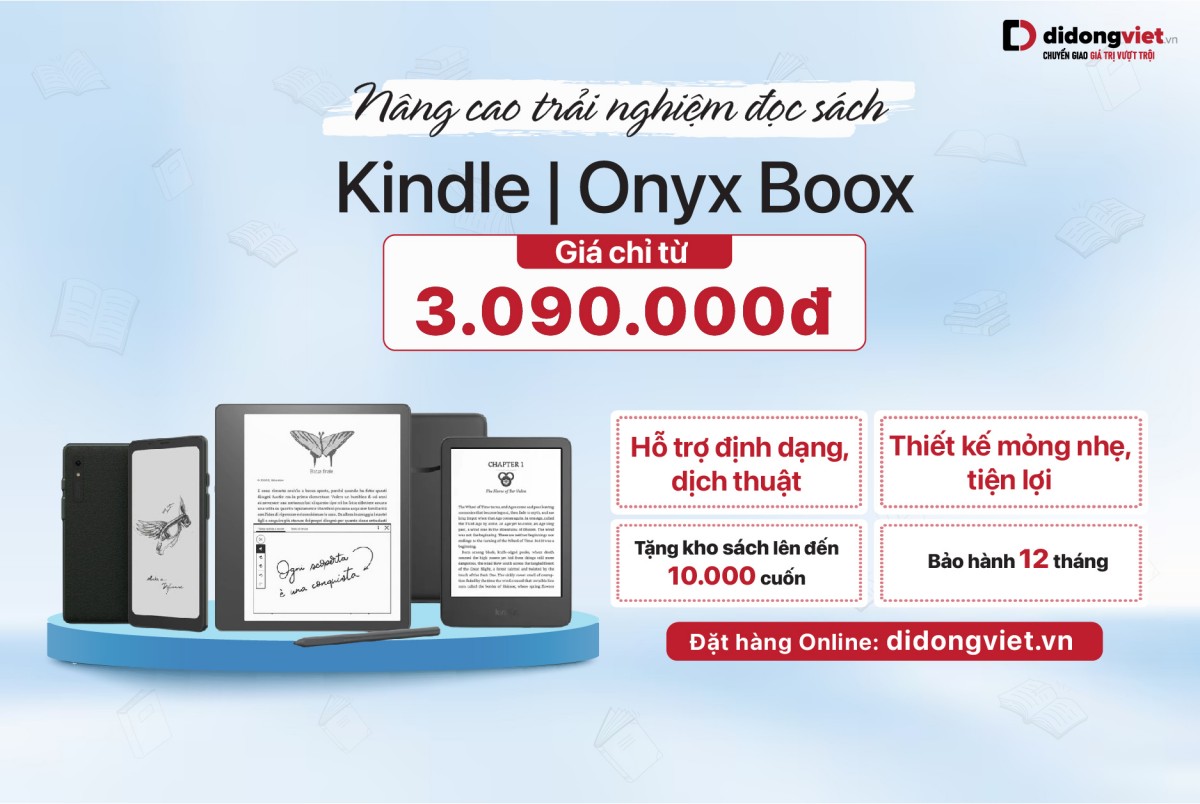 Đọc sách hay – Mắt không cay cùng Máy đọc sách xịn với giá ưu đãi tại Di Động Việt | Giá chỉ từ 3.090.000đ