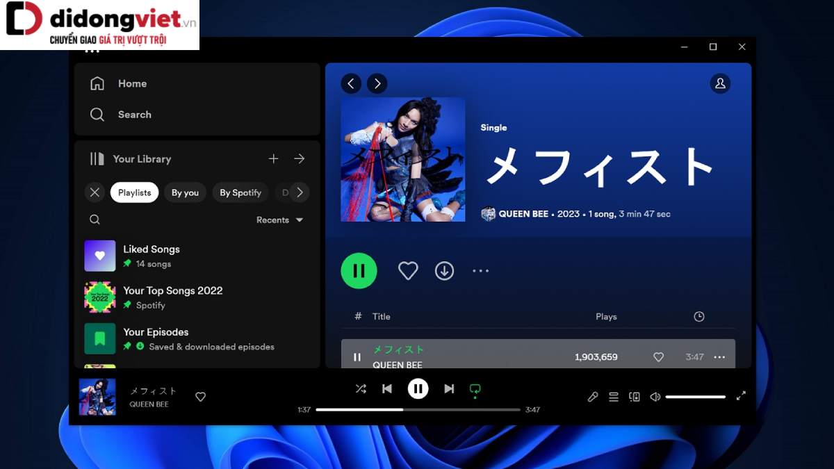 Spotify trên Windows 11 có Jam – Di chuyển hàng đợi sang bên phải