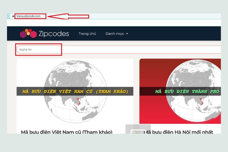 Truy cập trang web tracuuzipcode.com 