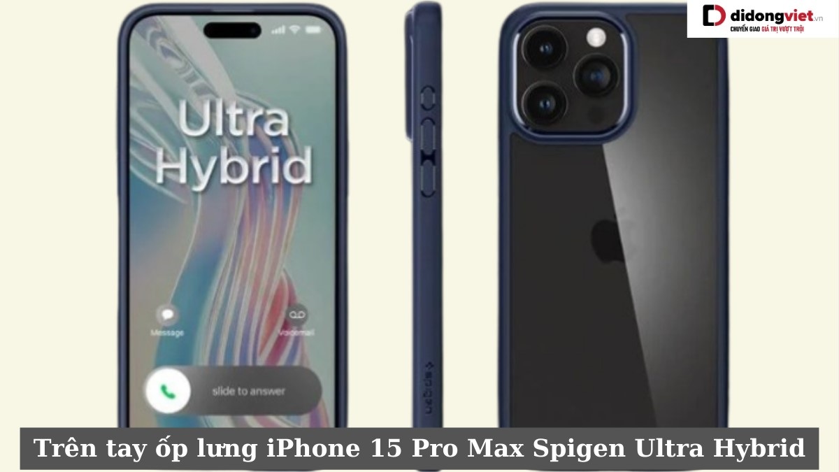 trên tay Ốp lưng iPhone 15 Pro Max Spigen Ultra Hybrid