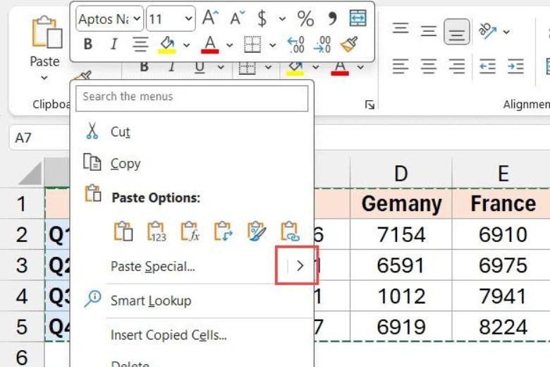 chuyển cột thành hàng trong excel