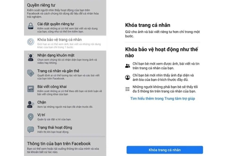 man hinh xac nhan lock profile voi cac tuy chon