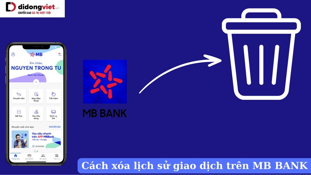 cách xóa lịch sử giao dịch MB