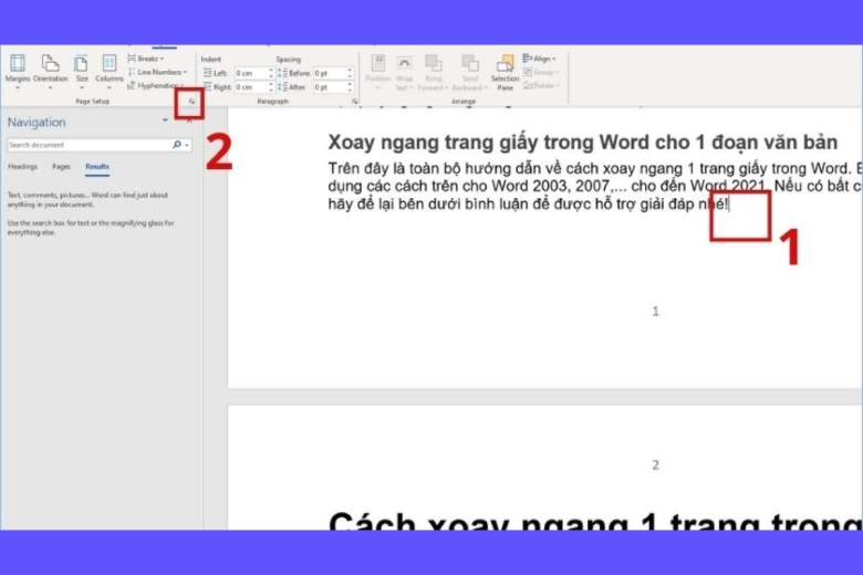 cach xoay ngang 1 trang trong word 2