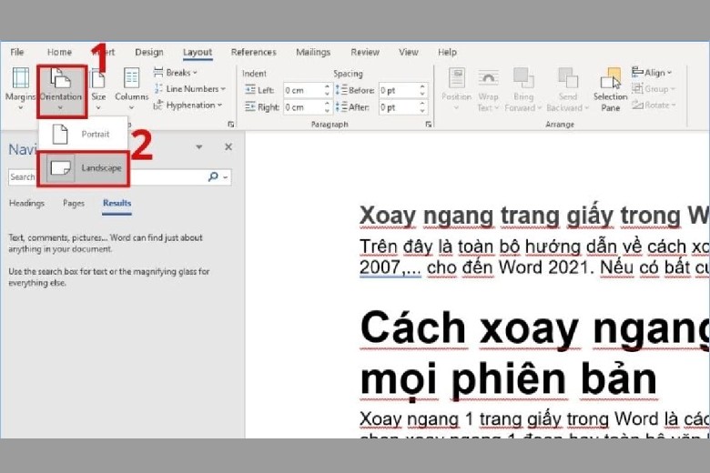 cach xoay ngang 1 trang trong word 9