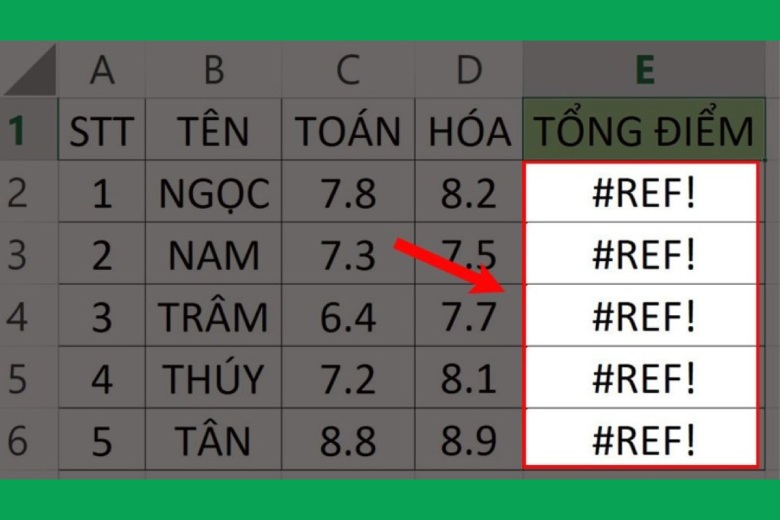 loi spill trong excel 14