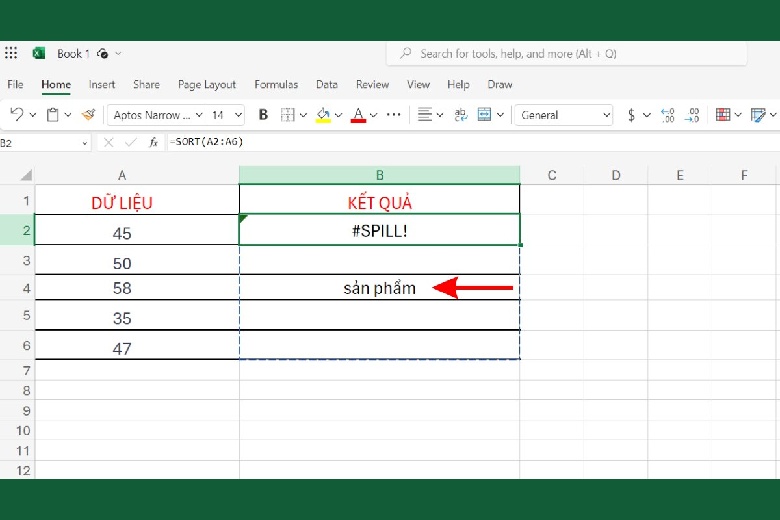 loi spill trong excel 2