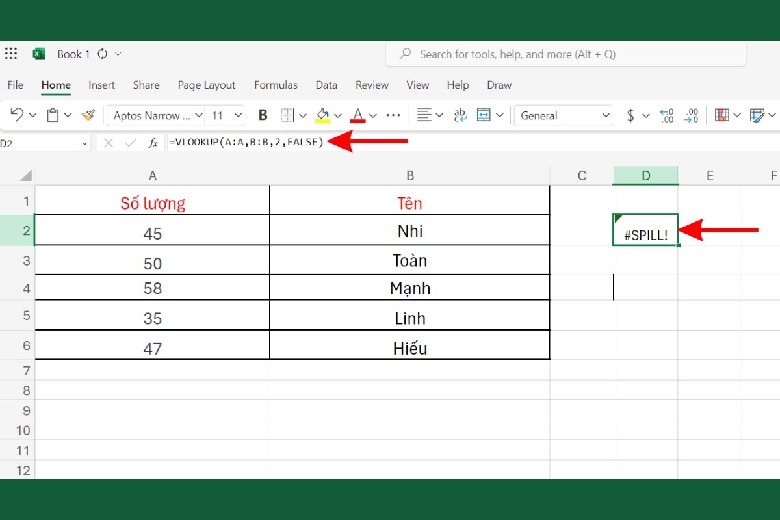 loi spill trong excel 4