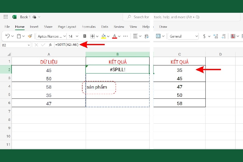 loi spill trong excel 6